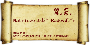 Matriszottó Radován névjegykártya